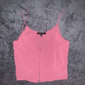 pink spaghetti strap crop top